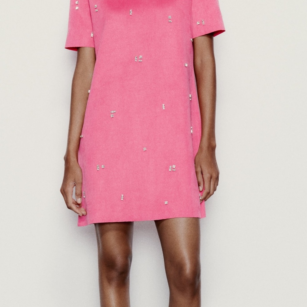 Zara faux suede pink mini dress
